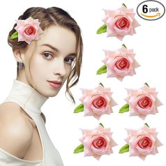 Winmany 6 Pieces Rose Hair Clips for Women Girls Flower Hairpin Brooch Headpiece Flower Hair Accessories Decoration Wedding Party Mother's Day Pink