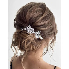 Vakkery Crystal Bridal Wedding Hair Comb Silver Pearl Headpiece Rhinestone Bridal Hair Accessories for Women and Girls