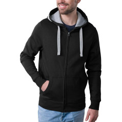 HRM Men's Hooded Jacket, Premium Hooded Pullover with Contrast Inner Lining, Basic Hoodie with Zip, Zip Hoodie, High-Quality and Sustainable Men's Clothing