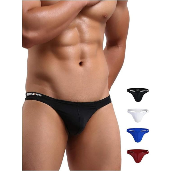 Casey Kevin Men's Thong - Pack of 4 Low Waist Thongs Men Male G-Strings Sexy Underwear T-Back Underwear