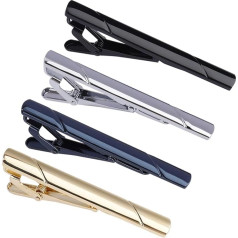 Tie Clip Set of 4 Men's Tie Clips Gold Silver Black Blue with Gift Box for Valentine's Day Christmas Gift