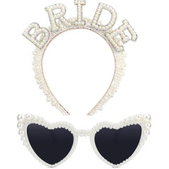 Bride Wedding Accessory Set, Bride to Be, Bride Beaded Headband, Bride Headband, Heart Sunglasses, Heart Glasses, Stag Night Women, Bride to Be Accessories, Bridal Bachelorette Party Decoration