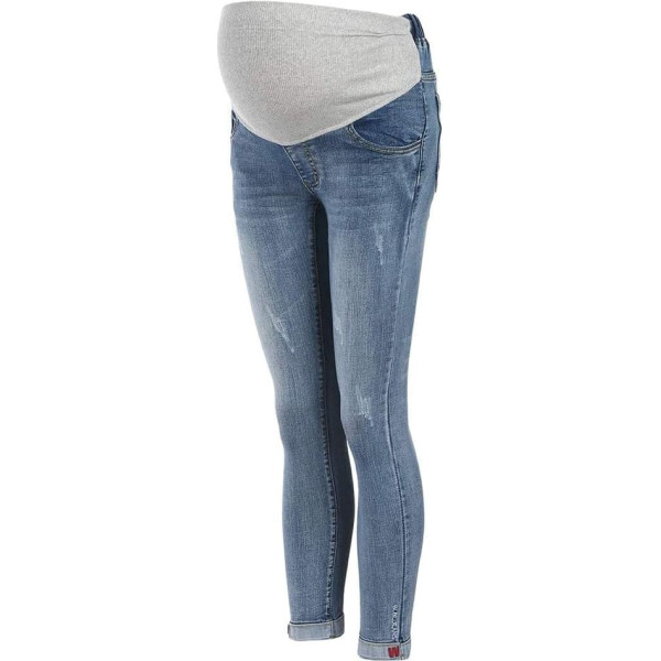 Vuncio Women's Large Size Maternity Jeans Casual Maternity Trousers Elastic Maternity Trousers Destroyed Hole Skinny High Waist Maternity Trousers