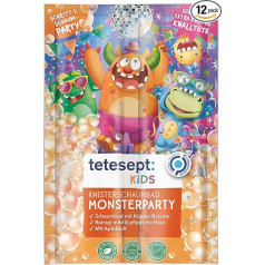 tetesept Kids Monster Party Crinkle Foam Bath - Nourishing Bath Additive for Children from 3 Years - Bubble Bath with Crinkle Effect - 12 x 45 g