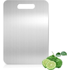 Titanium Chopping Board, 304 Stainless Steel, Double Sided Food Grade Kitchen Premium Titanium Cutting Board for Meat, Cheese, Fruits, Vegetables (39 x 28 cm)
