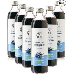 LOOV Organic Wild Blueberry Juice from Nordic Forests, 100% Directly Pressed Blueberry Nut Juice, Not Concentrate, No Added Water and Sugar, Real Direct Juice, 6 x 500 ml
