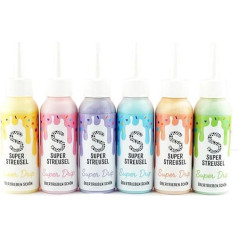 Super Streusel SuperDrip Pastel Set 6 x 130 g Bottles Vanilla Chocolate Flavour Drip Glaze for Cakes Cookies Muffins etc. Drip Cake Glaze Super Drip Cake Set
