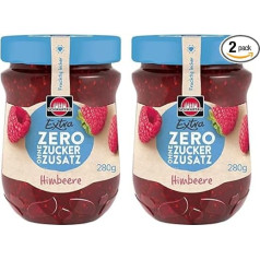 Schwartau Extra Zero Raspberry, Fruit Spread without Added Sugar, 12 kcal per 25 g, 280 g (Pack of 2)