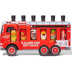 Thoughtfully Gourmet Fire Engine Hot Sauces - Gift Set of 6 Flavours such as Ghost Pepper, Cayenne, Chipotle Pepper, Hot Sauce Fire Truck