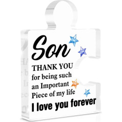 Geschenke für Sohn von Mama und Papa, Sohn Dankeschön Geschenk vom Vater, Mutter Geburtstag Weihnachten Abschluss Geschenkidee für Männer Jungen Acryl Puzzleteil Schreibtisch dekoratives Schild für