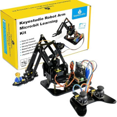 KEYESTUDIO BBC Micro:bit 4 DOF Robot Arm Kit with Microbit V2 (inculude), STEM Education Kit with MakeCode/Python Coding for Programming Learning of 14+ Teenagers