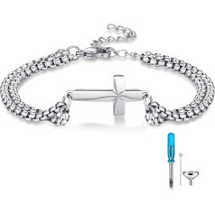 XIXLES Cross Bracelet 925 Sterling Silver Cross Urn Bracelets Cross Urn Ash Bracelets Adjustable Memorial Keepsake Cremation Jewellery Gifts for Men Women