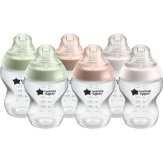 Tommee Tippee Closer to Nature 260ml Natural Shaped Teat with Anti-Colic Valve, Set of 6, Multi-Colour