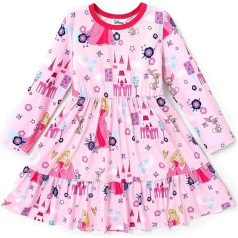 Disney Girls Floral Print Long Sleeve Ruffle Princess Dress