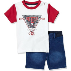 GUESS Baby Boys Organic Cotton Knit Shirt and Stretch Denim Shorts