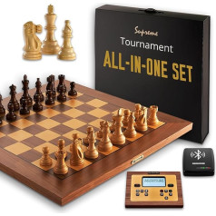 Millennium Supreme Tournament All-in-One Set - High Quality Wooden Tournament Size Chessboard (55 x 55 cm) Includes Chess Computer with 2 Programs and ChessLink Module for Online Chess