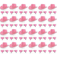 Cowgirl Set for Women Pink Cowgirl Hat with Fringe and Pink Heart Shaped Glasses for Adults Music Festival Costume Accessories