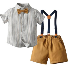 Yimutian Children's Baby Boys Gentleman Suit Set Clothing Shirt with Bow Tie + Braces Shorts for Casual Wear or Wedding Party Outfit
