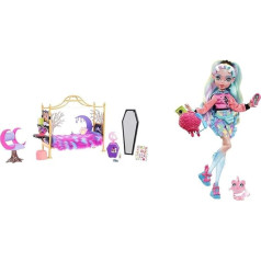 Monster HIGH Clawdeen Wolf HHK55 Bedroom Playset with Accessories & Lagoona Blue Doll - Pink Hoodie, Tie Dye Bike Shorts, Platform Sandals, Fins, Accessories, for Children from 6 Years