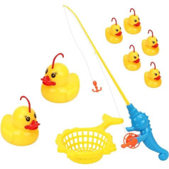 9 Pieces/Set Induction Duck Fishing Game Light Bath Toy Swimming Pool for Children Gifts Duck Interactive Toy Early Educational Toy