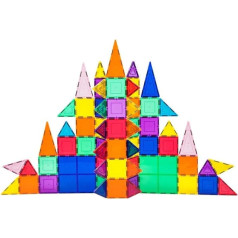PicassoTiles PT101 Piece Magnetic Building Block 101 Piece Set Magnetic Tile Construction Toy Learning Set 3D Engineering STEM Educational Play Set Development of Child's Brain Stacking Blocks