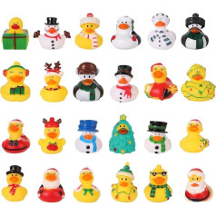 Pack of 24 Christmas Rubber Ducks, Various Rubber Ducks, Funny Creative Rubber Bath Ducks, Water Plays, Bath Ducks, Toy for Children, Christmas Party, Home, Car Interior Decoration (24 Styles)