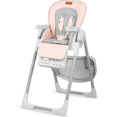 MoMi YUMTIS Kinderhochstuhl mit 5-Punkt-Sicherheitsgurt, klappbar, höhenverstellbar (6 Stufen), verstellbare Rückenlehne (3 Stufen) und Tablett (3-stufig), Fußstütze und Korb
