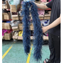 3 4 6 10-lagige mehrfarbige Straußenfederboa, 2 Meter, Straußenfederschal für Party, Damenkleid, Kleidung, DIY-Dekoration, Schal, Marineblau, 10-lagig