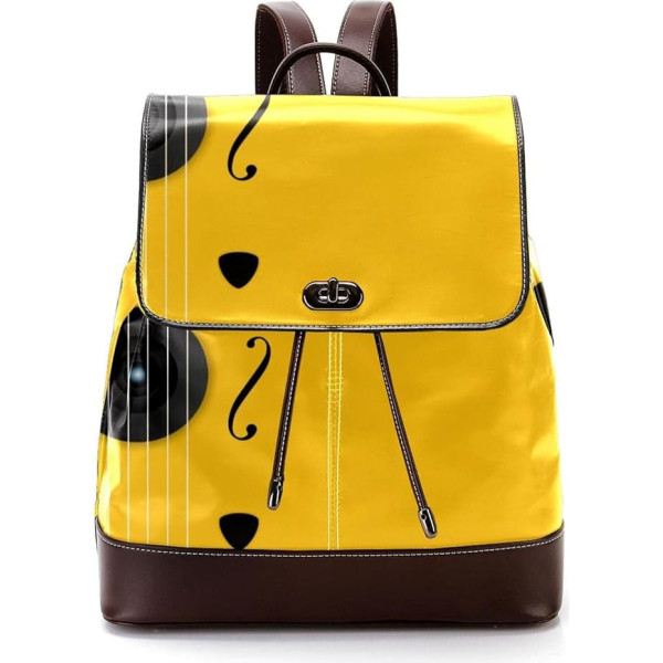 Personalisierte Schultaschen Büchertaschen für Teenager, Musikgitarre, Gelb, Mehrfarbig, 27x12.3x32cm, Rucksack Rucksäcke