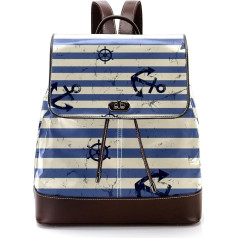 Ocean Stripe Anchor Personalisierte Schultaschen Büchertaschen für Teenager, Mehrfarbig, 27x12.3x32cm, Rucksack Rucksäcke