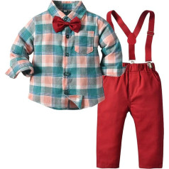 Baby Boys Girls Long Sleeve Plaid Prints T Shirt Tops Pants Gentleman Outfits Toddler Autumn Gentleman Outfits Kids Cute Clothes Set A-57