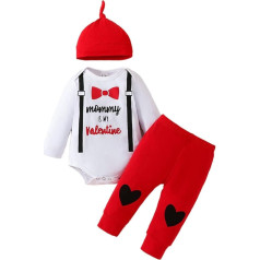 Kids Boys Girls Outfits Baby Fall Round Neck Long Sleeve Letter Print Romper Heart Print Pants Valentine Day Outfits Toddler Cute Clothes Set A-259