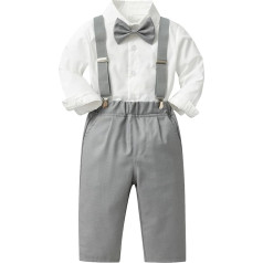 Bekleidungssets Jungen - Junge Gentleman Plaid Outfits Cartoon Truck Shorts und Blusen Sets Langarm-Shirt Hosenträger Hosen Stretch Hausanzug Kinderanzüge Sportbekleidung