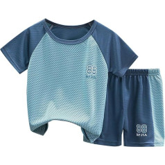 Unisex Kinder Kleidung Set Jungen Gentleman Anzüge mit Schleife Krawatten Kurzarm T-Shirt und Kurze Hosen Sport-Oberteile Sport-Hose Sportkleidung Tracksuit Kinderanzüge Sportbekleidung