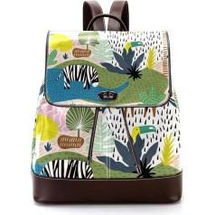 Forest Cartoon Palme Zebra Giraffe personalisierte Schultaschen Büchertaschen für Teenager, Mehrfarbig, 27x12.3x32cm, Rucksack Rucksäcke