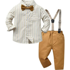 Formal Newborn Clothing for Toddler Boys Long Sleeve Striped Prints T Shirt Tops Pants Child Kids Gentleman Outfits