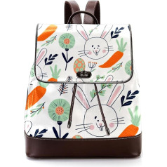 Personalisierte lässige Tagesrucksack-Tasche für Teenager, niedliches Osterhasen-Ei, Karotte, Blumenelemente, Schultaschen, Büchertaschen, Mehrfarbig, 27x12.3x32cm, Rucksack Rucksäcke