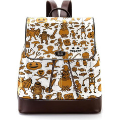 Personalisierte lässige Tagesrucksack-Tasche für Teenager, Set mit niedlichen Halloween-Cartoon-Schultaschen, Büchertaschen, Mehrfarbig, 27x12.3x32cm, Rucksack Rucksäcke