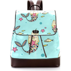 Personalisierte lässige Tagesrucksack-Tasche für Teenager, Cartoon, Meerjungfrau, Einhorn, Schultaschen, Büchertaschen, Mehrfarbig, 27x12.3x32cm, Rucksack Rucksäcke