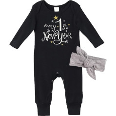 Romper Organic My First New Year Clothing Newborn Baby Boy Girl New Year Outfits Letter Print Romper Jumpsuit Headband Outfits Set Baby Boy Bodysuit