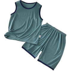 Generisch Shorts und T-Shirt Set für Kinder Schnelltrocknend Sportanzug Kurzarm T Shirt Tops Casual Sportkleidung Tracksuit Weiche Baumwollmischung Langarmshirt mit Hose Bekleidungssets 1-12 Jahre