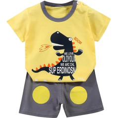 Unisex Kinder Kleidung Set Sommer Casual Zweiteiler Outfit Baby Baumwolle T-Shirt und High Waist Shorts Baummwolle Hosen mit Shirt Sets Sportkleidung Tracksuit Activewear für Jungen 2-11 Jahre