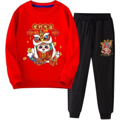 Fall Toddler Bodysuits 1 to 11 Years Children's New Year Wear Boys and Girls Children Dragon Year Casual Sweatshirt Pants Two Sets