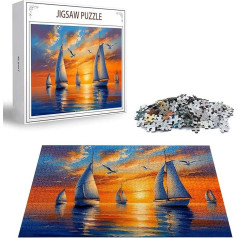 Puzzle 100 Teile Sonnenuntergang Puzzle Erwachsene, DIY Groß Puzzelmatten, Holzpuzzle für Erwachsene und Kinder ab 12 Jahren Wooden Jigsaw Ozean Geschicklichkeitsspiel für Die Ganze Familie, D-337