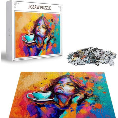 Puzzle Kaffee Puzzle 5000 Teile, Holzpuzzle Erwachsene, Mehrfarbig Holzpuzzle, Klassische Puzzles Frau Wooden Jigsaw für Erwachsene Und Kinder 14 Jahren, Geschenke Home Wand Dekor 156x105cm D-296