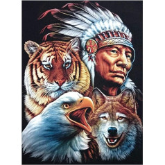 Zy72Tm Puzzle 1000 Teile Indianer und Adler Tiger Wolf Puzzles Lernspielzeug für Erwachsene Geburtstagsgeschenk 50x70CM