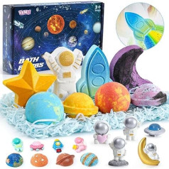 Bath Bombs for Children with Surprise, Bath Bombs Gift Set Inside Planets Bath Bombs & Boom Rainbow Bomb & Space Planet Toy, Bath Additive Children with Natural Essential Oils