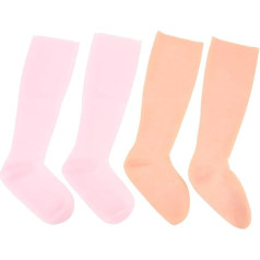 Feuchtigkeitsspendende Fußsocken aus Silikon, 2 Paar Pediküre-Socken, Elastische Spa-Pediküre-Socken für Trockene, Rissige Füße, Rosa und Hautfarbe