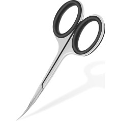 CGBE Precise Cuticle Scissors with Curved Tip, Non-Slip Silicone Finger Holes, Extra Sharp and Thin Blade, Sharp Stainless Steel Cuticle Scissors with for Cuticle Care, Black