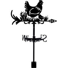 SUPERDANT Hen Grass Metal Weather Vane Animals Wrought Iron Wind Vane Roof Garden Directional Sign Outdoor Farmhouse Decoration Hollow Wind Direction Indicator